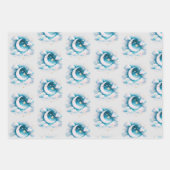 Blau und Weiß Halbmond Celestial Boho Moderne Geschenkpapier Set (Vorderseite)