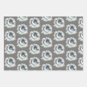 Blau und Weiß Halbmond Celestial Boho Moderne Geschenkpapier Set (Vorderseite 2)