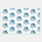 Blau und Weiß Halbmond Celestial Boho Moderne Geschenkpapier Set (Vorderseite)