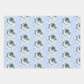Blau und Weiß Halbmond Celestial Boho Moderne Geschenkpapier Set (Vorderseite 2)