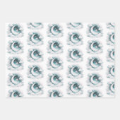 Blau und Weiß Halbmond Celestial Boho Moderne Geschenkpapier Set (Vorderseite)