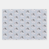 Blau und Weiß Halbmond Celestial Boho Moderne Geschenkpapier Set (Vorderseite 3)