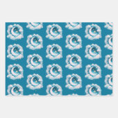 Blau und Weiß Halbmond Celestial Boho Moderne Geschenkpapier Set (Vorderseite)