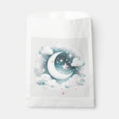 Blau und Weiß Halbmond Celestial Boho Moderne Geschenktütchen (Vorderseite)