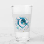 Blau und Weiß Halbmond Celestial Boho Moderne Glas (Rückseite)