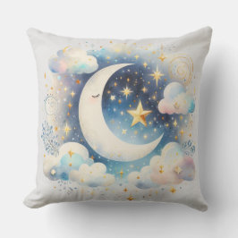 Blau und Weiß Halbmond Celestial Boho Moderne Kissen