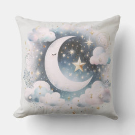 Blau und Weiß Halbmond Celestial Boho Moderne Kissen