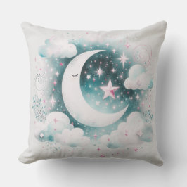 Blau und Weiß Halbmond Celestial Boho Moderne Kissen