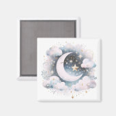 Blau und Weiß Halbmond Celestial Boho Moderne Magnet (Vorderseite/Rückseite)