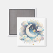 Blau und Weiß Halbmond Celestial Boho Moderne Magnet (Vorderseite/Rückseite)