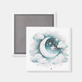 Blau und Weiß Halbmond Celestial Boho Moderne Magnet (Vorderseite/Rückseite)