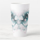 Blau und Weiß Halbmond Celestial Boho Moderne Milchtasse (Vorderseite)