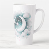 Blau und Weiß Halbmond Celestial Boho Moderne Milchtasse (Rechts)