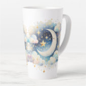 Blau und Weiß Halbmond Celestial Boho Moderne Milchtasse (Rechte Ecke)