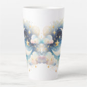 Blau und Weiß Halbmond Celestial Boho Moderne Milchtasse (Vorderseite)