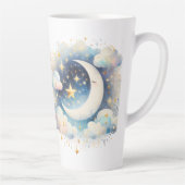 Blau und Weiß Halbmond Celestial Boho Moderne Milchtasse (Rechts)