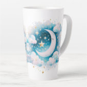 Blau und Weiß Halbmond Celestial Boho Moderne Milchtasse (Rechte Ecke)
