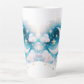 Blau und Weiß Halbmond Celestial Boho Moderne Milchtasse (Vorderseite)