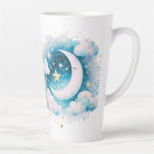 Blau und Weiß Halbmond Celestial Boho Moderne Milchtasse (Rechts)