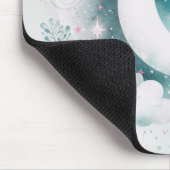 Blau und Weiß Halbmond Celestial Boho Moderne Mousepad (Ecke)