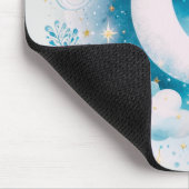 Blau und Weiß Halbmond Celestial Boho Moderne Mousepad (Ecke)