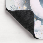 Blau und Weiß Halbmond Celestial Boho Moderne Mousepad (Ecke)