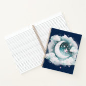 Blau und Weiß Halbmond Celestial Boho Moderne Notizblock (Innenseite)