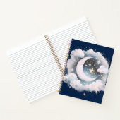 Blau und Weiß Halbmond Celestial Boho Moderne Notizblock (Innenseite)