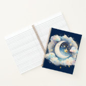 Blau und Weiß Halbmond Celestial Boho Moderne Notizblock (Innenseite)