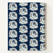Blau und Weiß Halbmond Celestial Boho Moderne Notizblock (Rückseite)