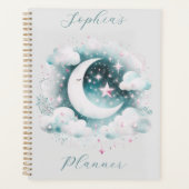 Blau und Weiß Halbmond Celestial Boho Moderne Planer (Vorderseite)