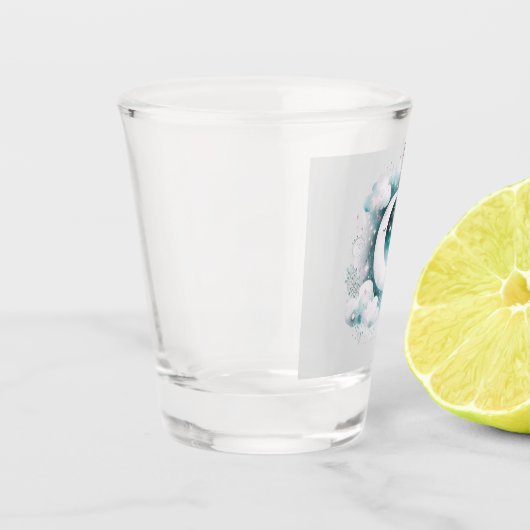 Blau und Weiß Halbmond Celestial Boho Moderne Schnapsglas (Links)