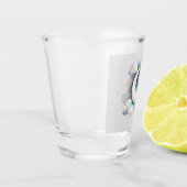 Blau und Weiß Halbmond Celestial Boho Moderne Schnapsglas (Links)