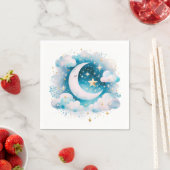 Blau und Weiß Halbmond Celestial Boho Moderne Serviette (Beispiel)