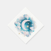 Blau und Weiß Halbmond Celestial Boho Moderne Serviette (Ecke)