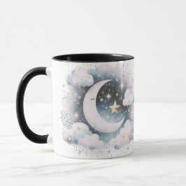 Blau und Weiß Halbmond Celestial Boho Moderne Tasse