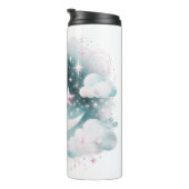 Blau und Weiß Halbmond Celestial Boho Moderne Thermosbecher (Nach rechts gedreht)