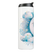 Blau und Weiß Halbmond Celestial Boho Moderne Thermosbecher (Nach links gedreht)