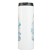Blau und Weiß Halbmond Celestial Boho Moderne Thermosbecher (Rückseite)