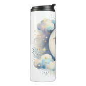 Blau und Weiß Halbmond Celestial Boho Moderne Thermosbecher (Nach links gedreht)