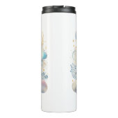 Blau und Weiß Halbmond Celestial Boho Moderne Thermosbecher (Rückseite)