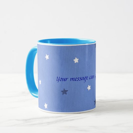 Blau und Weiß hat Ihre Mitteilung Tasse (Vorderseite Links)