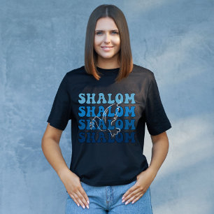 Blau und Weiß-Hebrew Shalom Peace T-Shirt