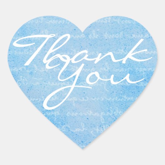 Blau und Weiß Herzlichen Dank an Umschlag Aufklebe Herz-Aufkleber (Vorderseite)