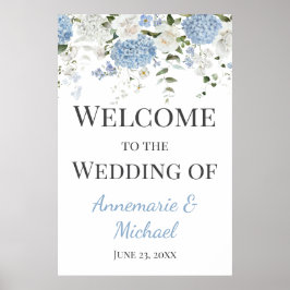 Blau und Weiß Hydrangeas Willkommen bei unserer Ho Poster