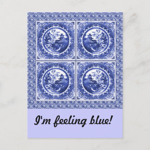 Blau und weiß, ich"bin Gefühl blau Postkarte