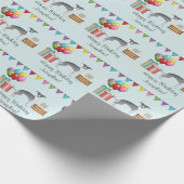 Blau und Weiß Italienischer Windhund farbenfroh zu Geschenkpapier (Ecke)