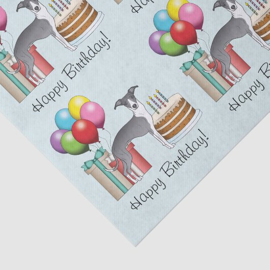 Blau und Weiß Italienischer Windhund farbenfroh zu Seidenpapier (Ausschnitt)