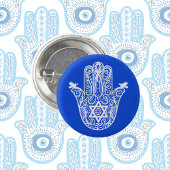 Blau und Weiß Juden die Hand von Miriam Hamsa Button
