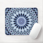 Blau und Weiß Kaleidoskop Mandala Muster Mousepad (Mit Mouse)